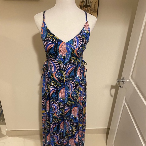 Forever 21 NWT Long Black Multi Print dress L - Picture 7 of 7